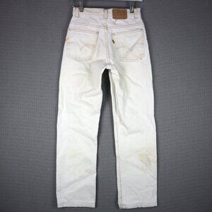 Levis Straight Cut Womens Vintage Orange Tab 1980s Distressed heavy Stained 25W